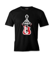 Let's Rock Red Guitar Siyah Erkek Tshirt