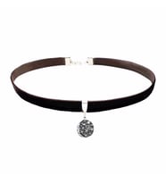 Kahverengi Kadife Galaksi Kolye Ucu Kadın Choker Kolye