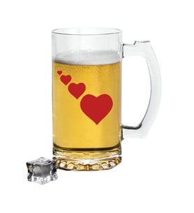 Kalp Baskılı Bira Bardağı - Bira Bardak (Şeffaf)