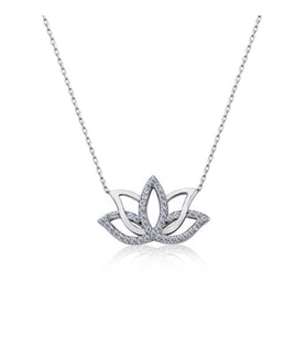 Gümüş Lotus Çiçeği Kolye