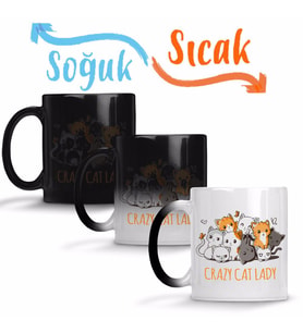 Crazy Cat Lady Kedi Sihirli Kupa Bardak Porselen