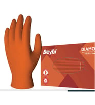 Beybi Diamond Pudrasız Xl Beden Kalın Turuncu Nitril Eldiven Ekstra Büyük 100 Adet