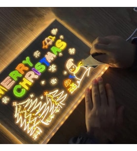 Periboia LED Aydınlatmalı Yazı ve Çizim Tahtası - Büyük Boy 30x20 cm