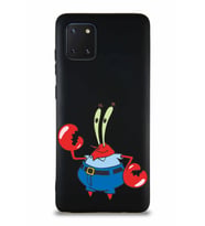 Samsung Galaxy A81 Soft Premier Kapak Bay Yengeç Tasarımlı Silikon Kılıf - Siyah (Şeffaf)