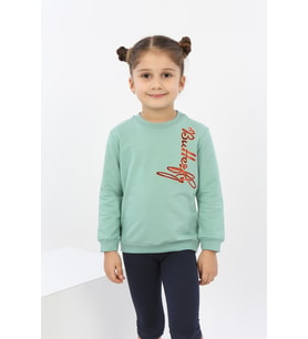 Toontoy Kız Çocuk Butterfly Nakışlı Sweatshirt (Yeşil)