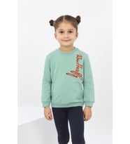 Toontoy Kız Çocuk Butterfly Nakışlı Sweatshirt (Yeşil)