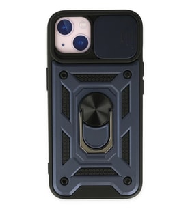 Newface Apple iPhone 14 Kılıf Pars Lens Yüzüklü Silikon - Lacivert