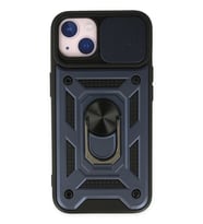 Newface Apple iPhone 14 Kılıf Pars Lens Yüzüklü Silikon - Lacivert