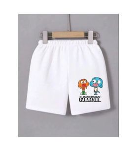 Beli Lastikli Baskılı Mini Şort - Beyaz