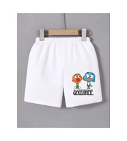 Beli Lastikli Baskılı Mini Şort - Beyaz