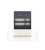 Arges Dolap 10 Raflı 4 Çekmeceli 3 Kapaklı 132x30x195 Antrasit-Antrasit/Aytaşı