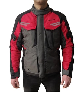 Motosiklet Montu Kopenhag Gri-Kırmızı Full Koruma Motorcu Mont