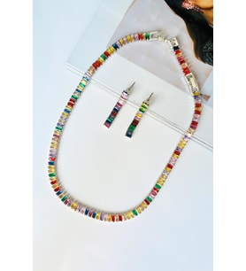 Silver Zirkon Taşlı Baget Çok Renkli Su Yolu Bijuteri Takı Seti (Gümüş)