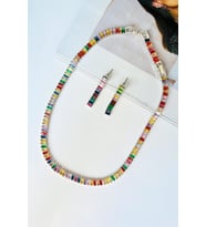 Silver Zirkon Taşlı Baget Çok Renkli Su Yolu Bijuteri Takı Seti (Gümüş)