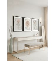 Pastel Botanik Desenli Minimalist Sanat 3’lü Ahşap Çerçeveli Tablo Seti