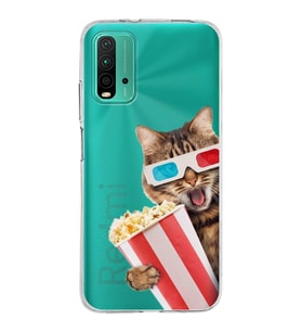 PrintiFy Xiaomi Poco M3 ile Uyumlu 1mm Slim Fit Kedi 1 050b Baskılı Şeffaf  Kılıf