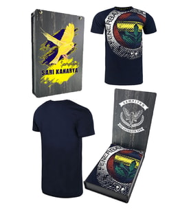 Fenerbahçe Orijinal Lisanslı Tribün 6 Renk Logolu Spor T-ShirtHediyelik Ahşap Kutulu (Lacivert)