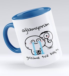 Bk Gift Gözüme Toz Kaçtı Tasarımlı Mavi Kupa Bardak - Model 1