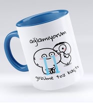 Bk Gift Gözüme Toz Kaçtı Tasarımlı Mavi Kupa Bardak - Model 1