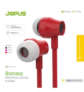 Jopus JO-K58 Bonea Universal 3,5 Mikrofonlu Kulaklık Kırmızı