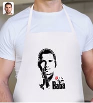 BK Gift Kişiye Özel Godfather Baba Silüet Tasarımlı Beyaz Mutfak Önlüğü-1