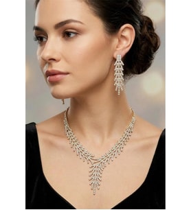 ZİRKON TAŞLI ABİYE KOLYE KÜPE SET