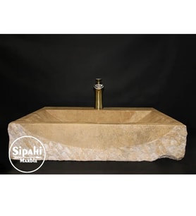 Sipahi Marble Traverten Batarya Çıkışlı Su Yolu Lavabo