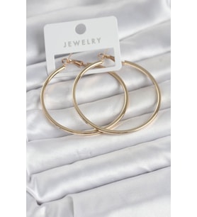 Gold Renk Pirinç Köşeli Kenar Halka 54 mm Kadın Küpe - TJ-BKP11767