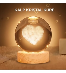Kalpli Işıklı Cam Küre Ahşap Standlı Dekoratif Gece Lambası