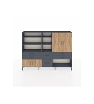 Arges Dolap 10 Raflı 6 Çekmeceli 4 Kapaklı 220x30x163 Antrasit-Çam/Antrasit