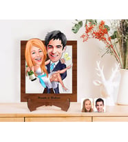 BK Gift Kişiye Özel Evleniyoruz Karikatürlü Ahşap Standlı 3D Biblo-4 (Beyaz)