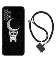 Samsung Galaxy M14 Kılıf Resimli Boyun Askılı İpli Desenli Silikon Series Panda Moon 1811