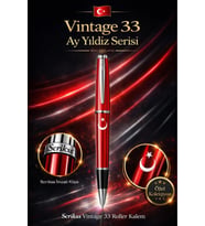 Vintage 33 Roller Kalem Kırmızı Ay Yıldız Baskılı
