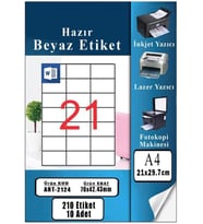 Hazır Etiket 70x42 mm 10 Sayfa 1 Paket 21 li Kendinden Yapışkanlı Fotokopi Lazer İnkjet Kağıdı Yazıcılar İçin Uyumlu