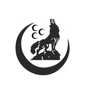 Miyrem Sticker Serisi Üç Hilal Bozkurt Sticker (Siyah)