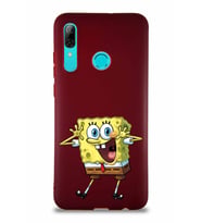 Huawei P Smart 2019 Soft Premier Kapak Sünger Bob Tasarımlı Silikon Kılıf - Mürdüm (Şeffaf)