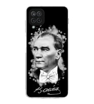 Samsung Galaxy A12  Kamera Korumalı  Kapak Atatürk Tasarımlı  Şeffaf Kılıf