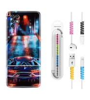 INFINIX Note 11 Pro Note 10 Hot 9 Play Kılıf Kablo Koruma Spiral Silikon Neon Cars 1724