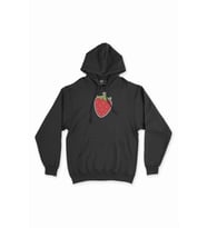 Çilekli Tasarım Siyah Sweatshirt Hoodie