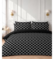 More Home Çift Kişilik Nevresim Takımı Lastikli Çarşaflı Motif Desenli Siyah Beyaz