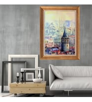 Altın Varaklı Paspartulu Çerçeveli Tablo rv114