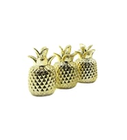 Ananas Tasarımlı Biblo - Mini Boy - Seramik - Parlak Altın - Dekoratif Süs