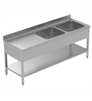 Electrolux Professional 2 Evyeli Tezgah, Evyeleri 600x500 Mm, Damlalığı Solda, Taban Raflı - 2100 Mm, Plus LSGLG2126S