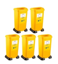 Omnipazar SY-4398 Sıfır Atık Plastik Geri Dönüşüm Çöp Kutusu 70 lt Sarı 5 Adet