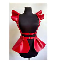 Deri Elbise Harness, Şık Mini Deri Elbise, Prenses Deri Elbise (Siyah)