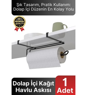 Özel Üretim Pratik Dayanıklı Dolap Kapağına Uyumlu Paslanmaz Metal Siyah Kağıt Havluluk Askı 28x13cm