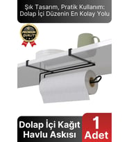 Özel Üretim Pratik Dayanıklı Dolap Kapağına Uyumlu Paslanmaz Metal Siyah Kağıt Havluluk Askı 28x13cm
