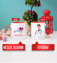 Estetisyen Kupa Bardak Turuncu Fotoğraflı
