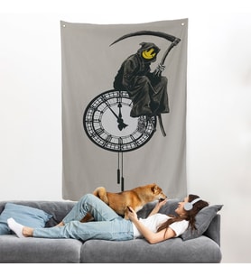 Banksy - Gülen Azrail Duvar Örtüsü - Grin Reaper-7313