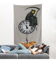 Banksy - Gülen Azrail Duvar Örtüsü - Grin Reaper-7313